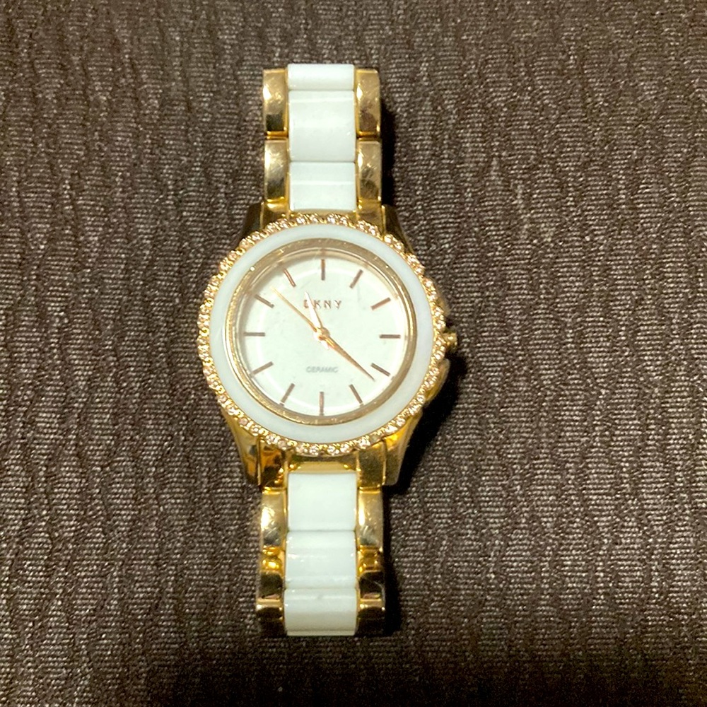 DKNY White Ceramic/ Rose Gold Watch